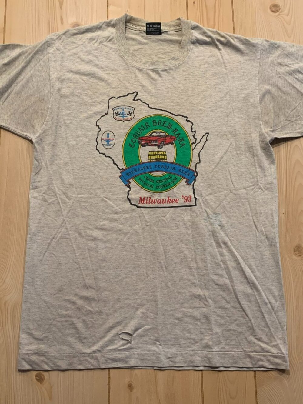 Vintage 90s Chevrolet Corvair Brew-Ha-Ha Car Club Milwaukee WI 1993 T-Shirt L